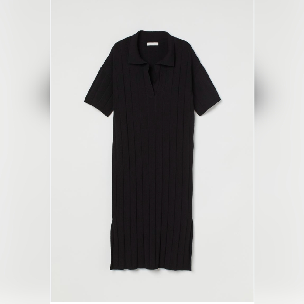 H&M Black Ribbed Midi Dress - Picture 2 of 2